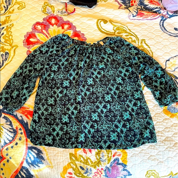 Creative Commune navy & turquoise patterned top - Picture 10 of 11